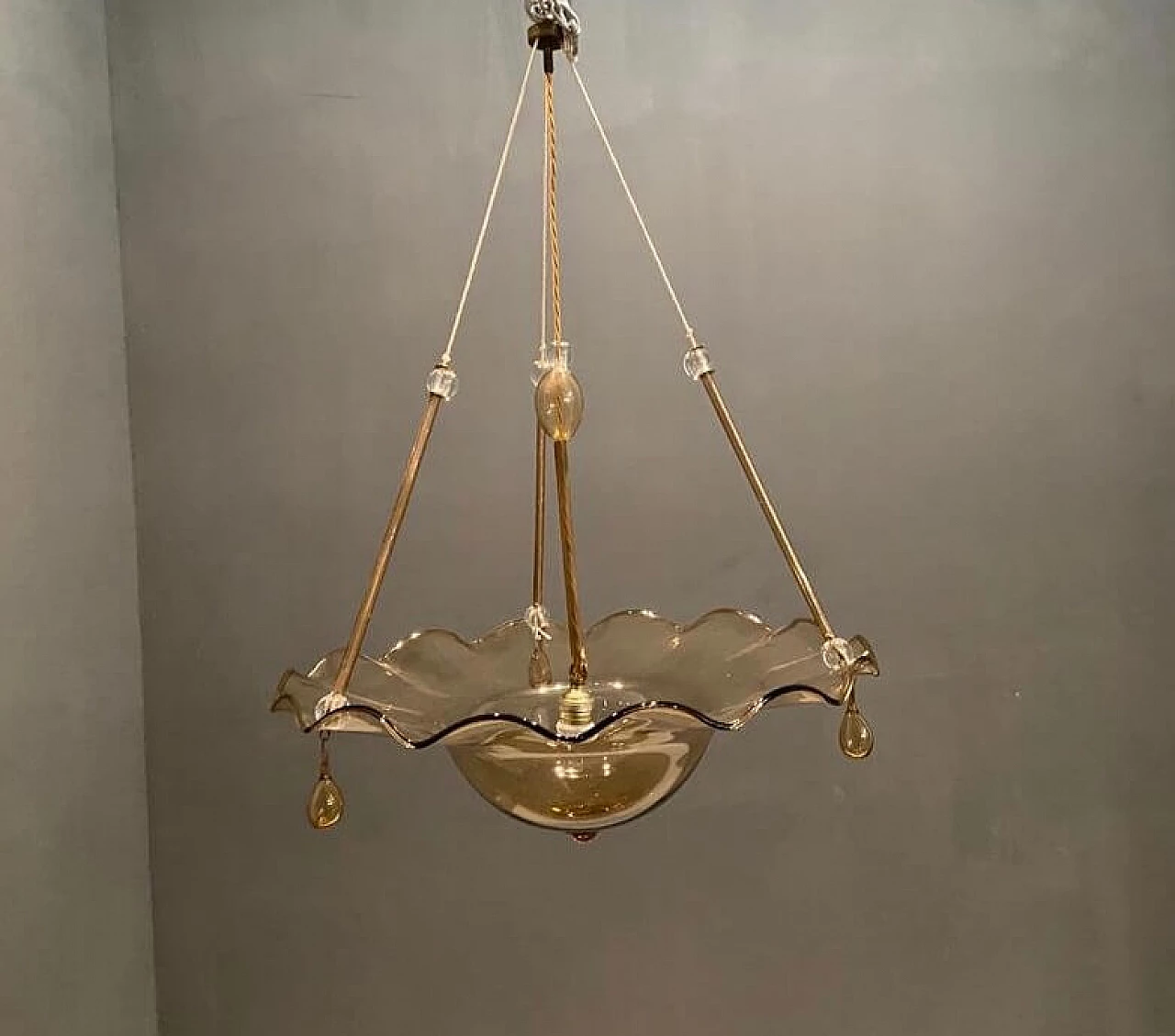 Lampadario in vetro di Murano di Paolo Venini, anni '50 1214617