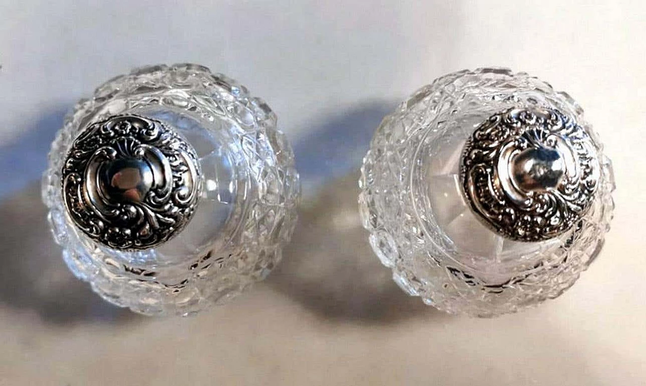 Pair of Victorian style  toilet flasks in ground crystal and silver, 10s 1216901