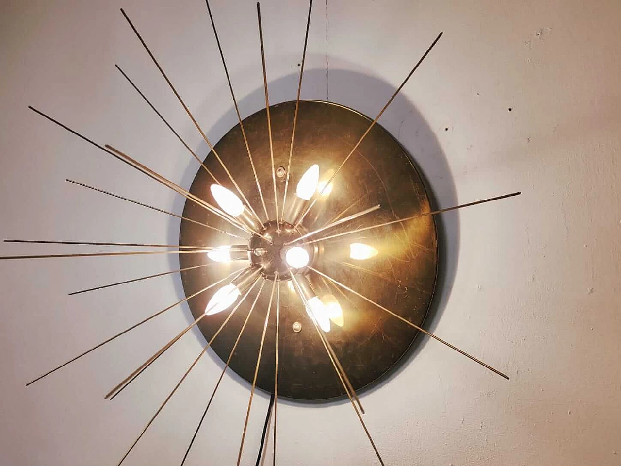 Sputnik ceiling lamp in brass, 70s 1219302