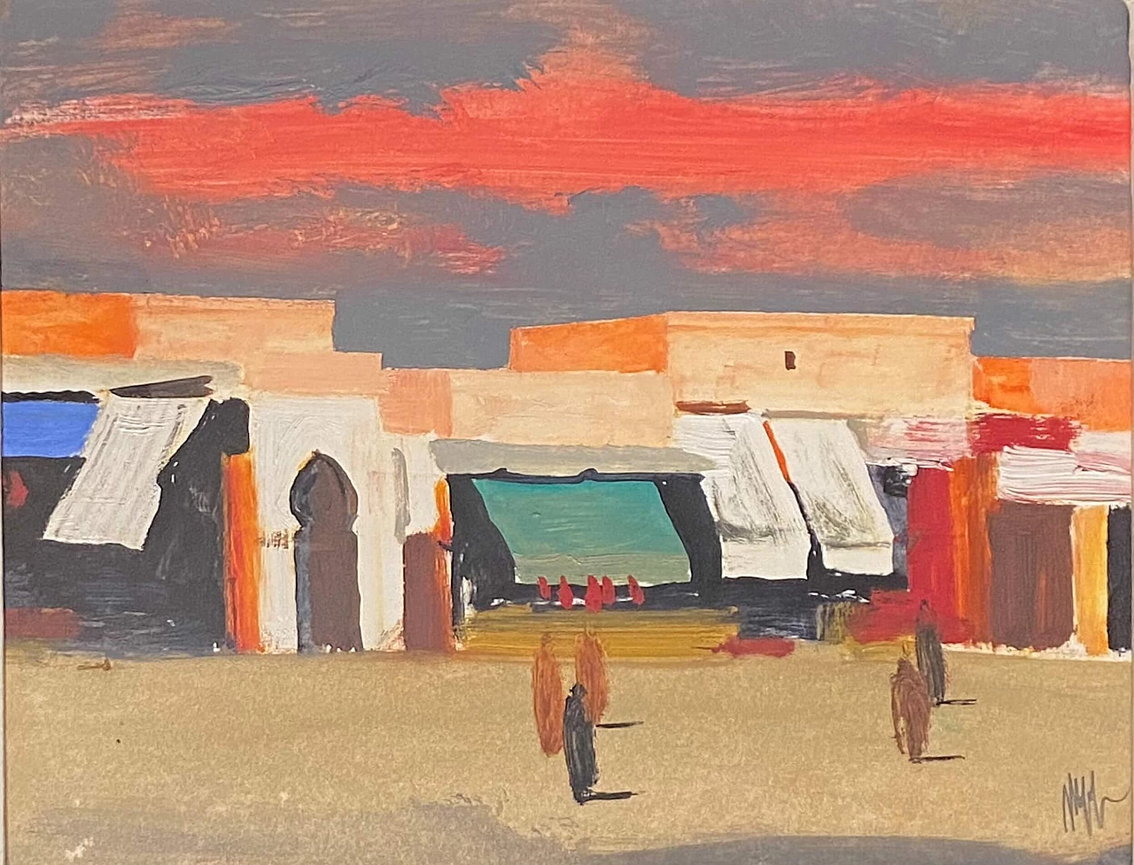 Oil painting by Salvatore Magazzini, Marrakesh, end of the 20th century 1219738