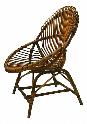 Sedia dondolo rattan bamboo Bonacina anni 50’ vintage design