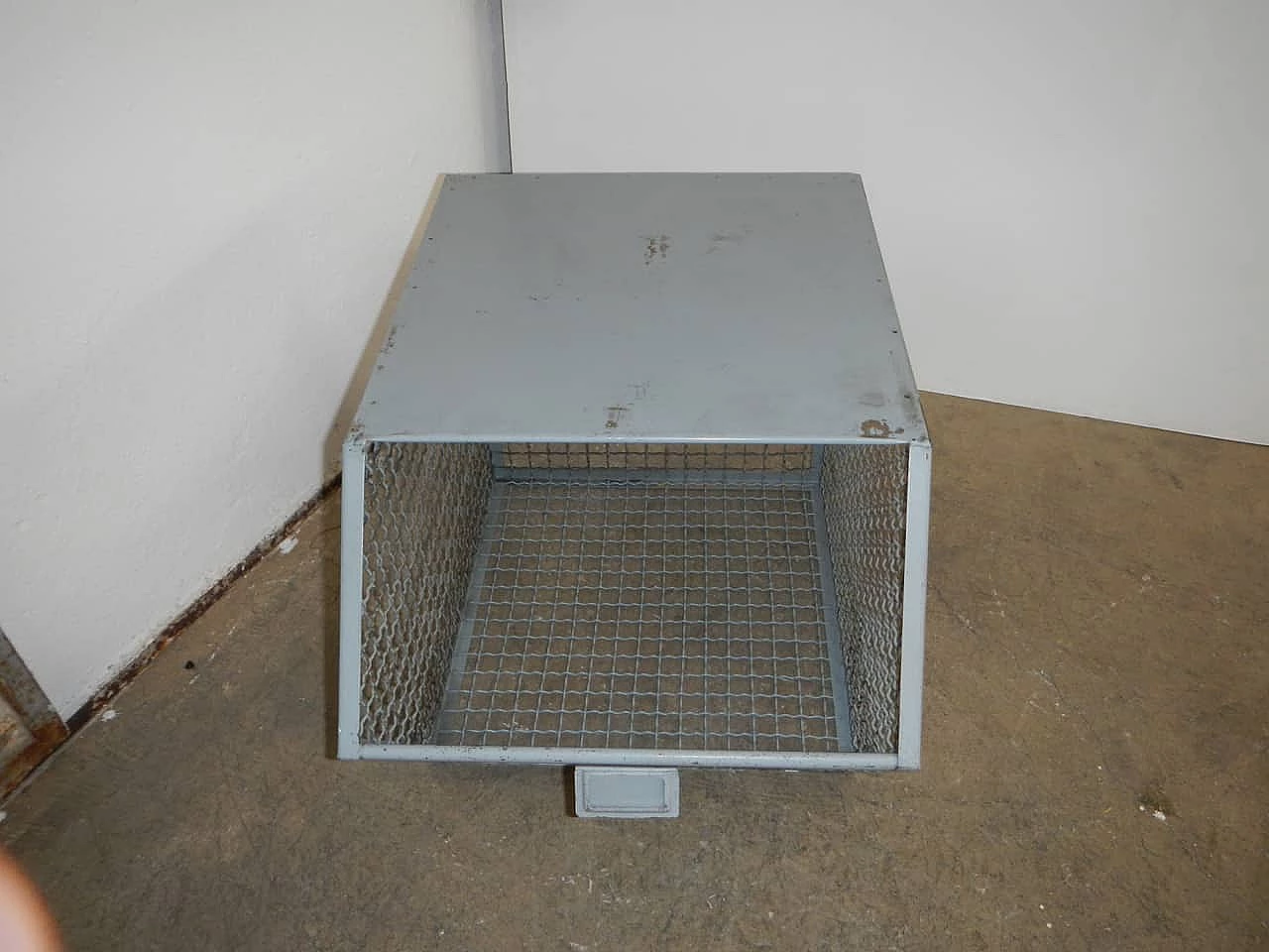 Industrial wire mesh container originally for shoe factory, 70s 1229014