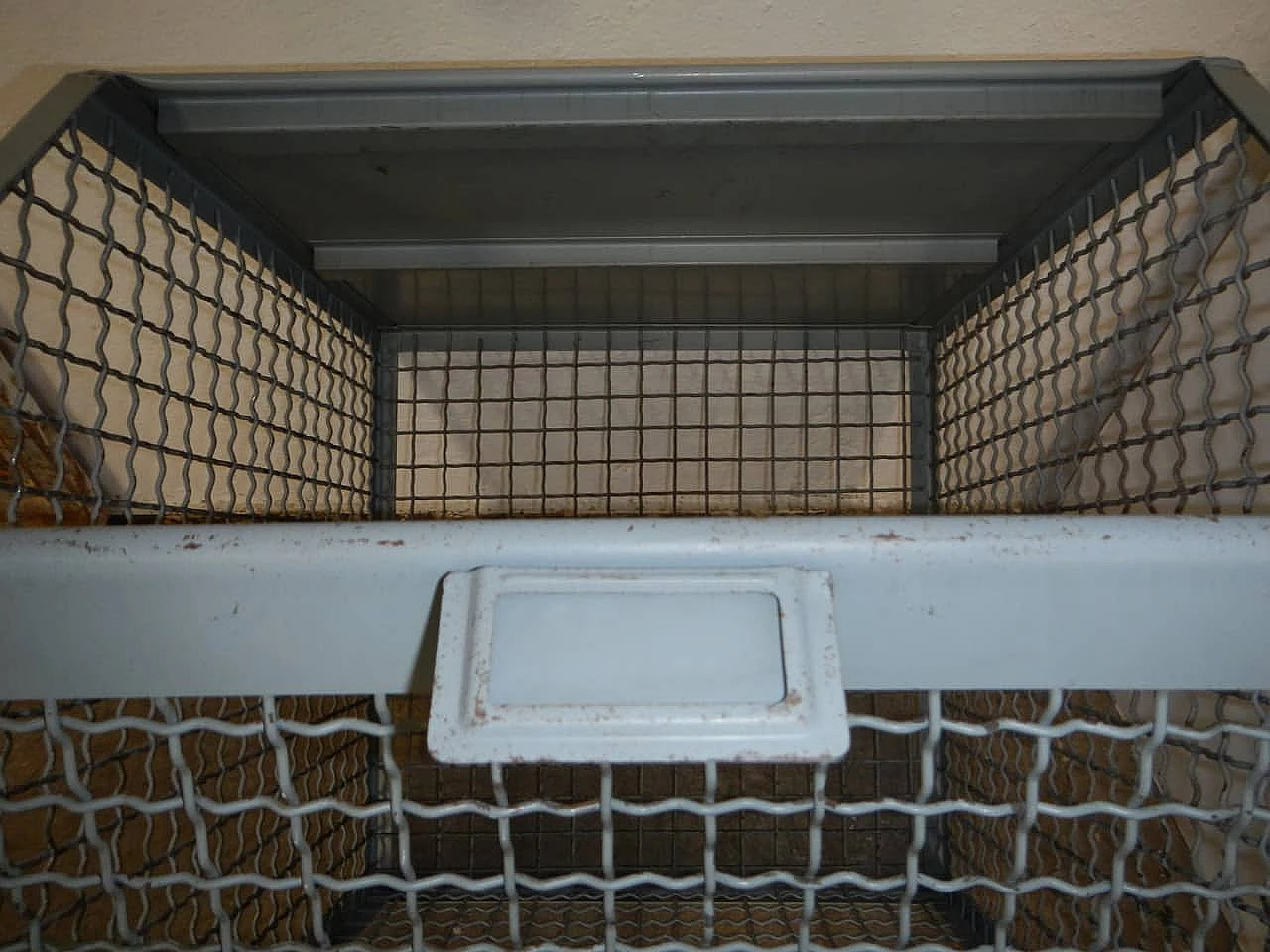 Industrial wire mesh container originally for shoe factory, 70s 1229017