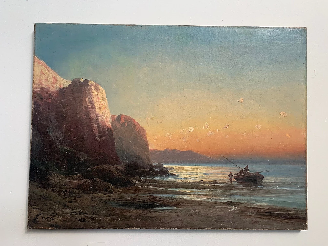 Painting by Eugenio Amus, Marina, oil on canvas, 19th century 1229773