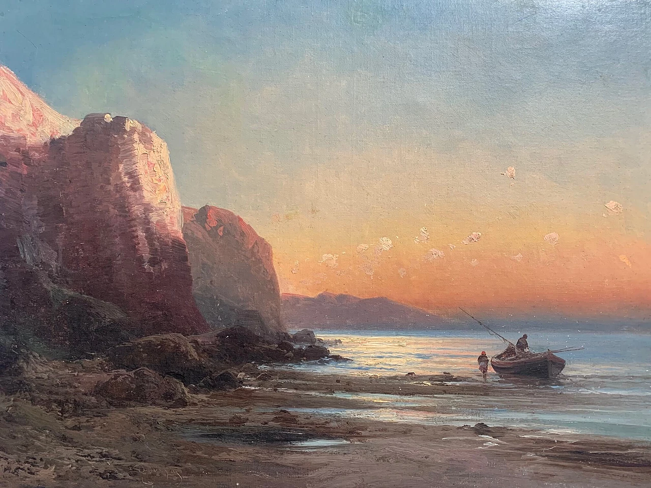 Painting by Eugenio Amus, Marina, oil on canvas, 19th century 1229774