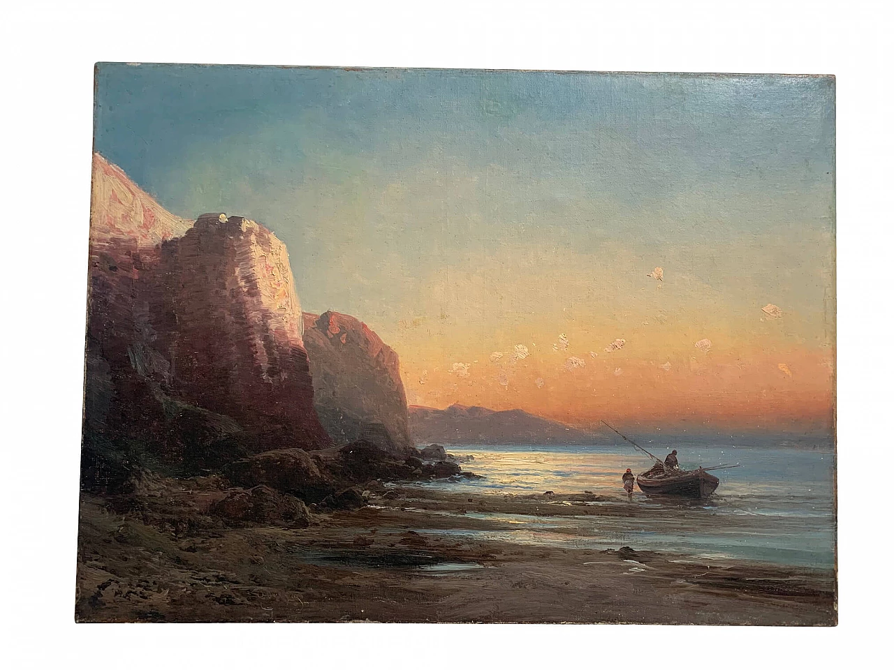 Painting by Eugenio Amus, Marina, oil on canvas, 19th century 1230050