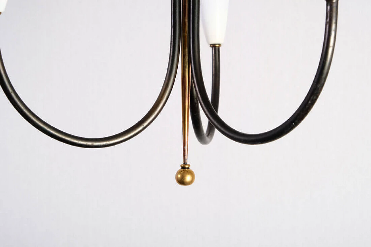 Chandelier in solid brass and white bakelite, 50s 1231503