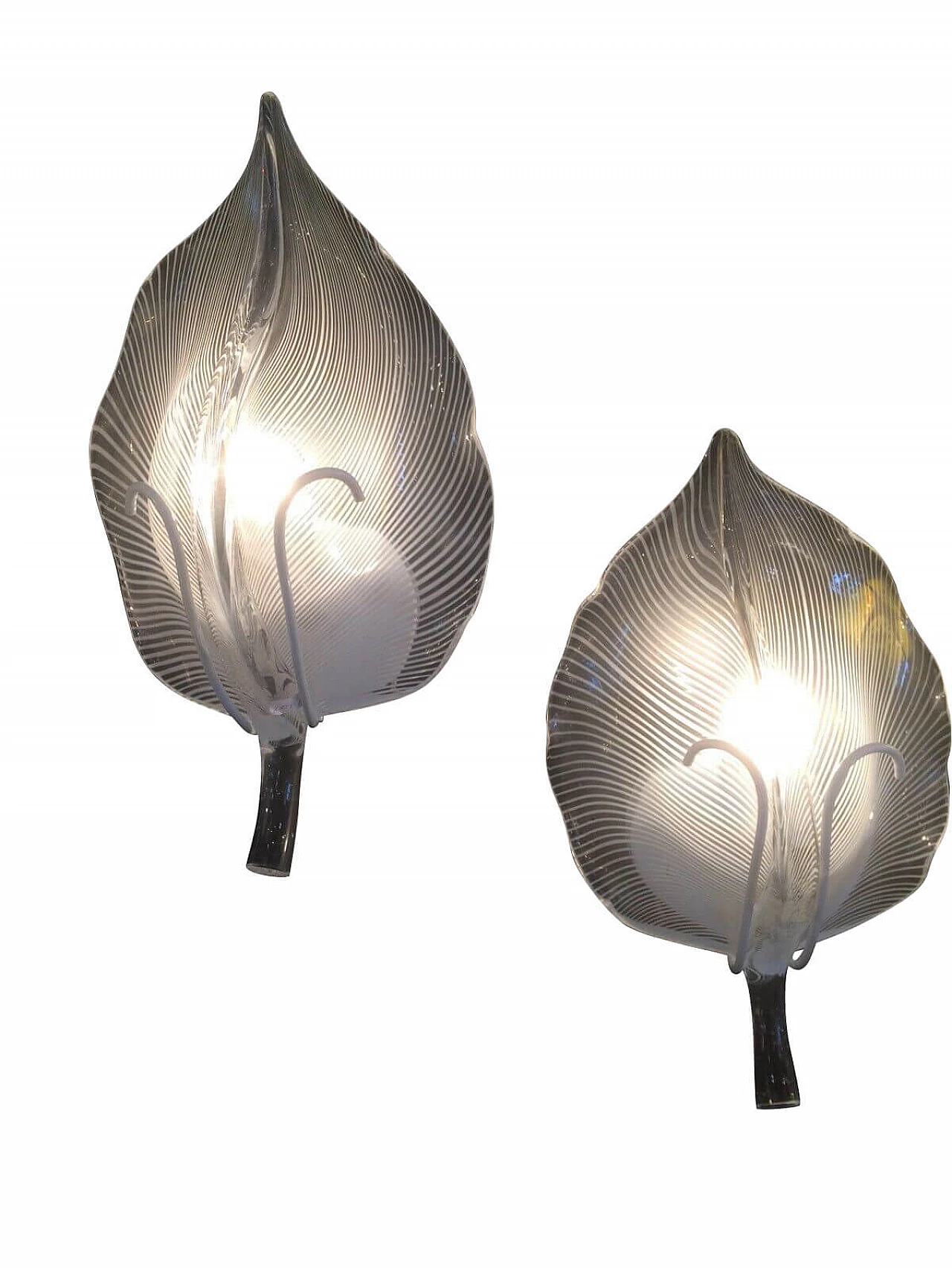 Pair of wall lamps in Murano glass and painted iron by F3 International, 70s 1234486