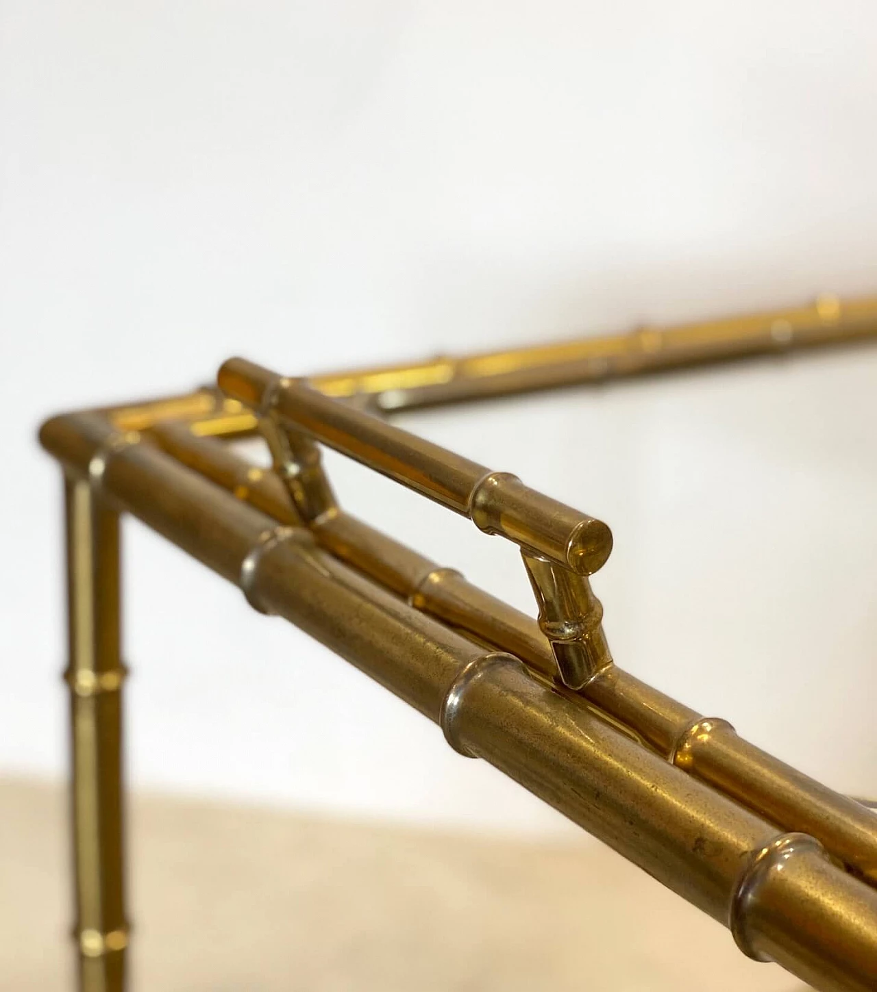 Fake bamboo brass bar trolley with removable tray, 1970s 1236594