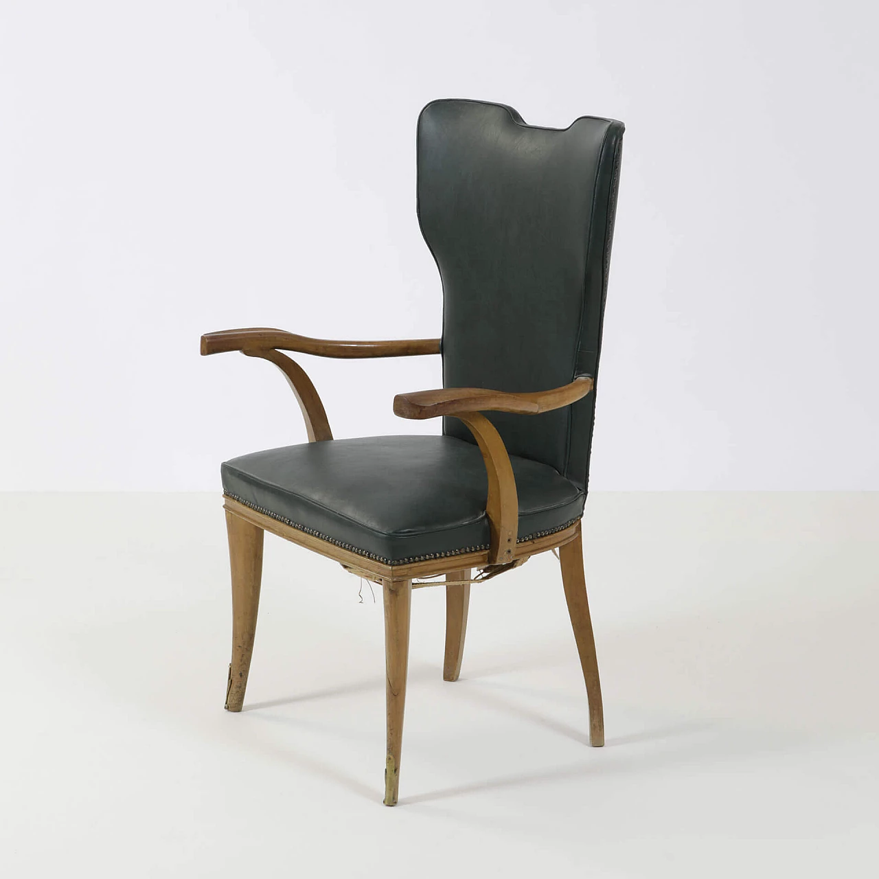 2 Chairs and 1 armchair with wooden frame, 1950s 1239753