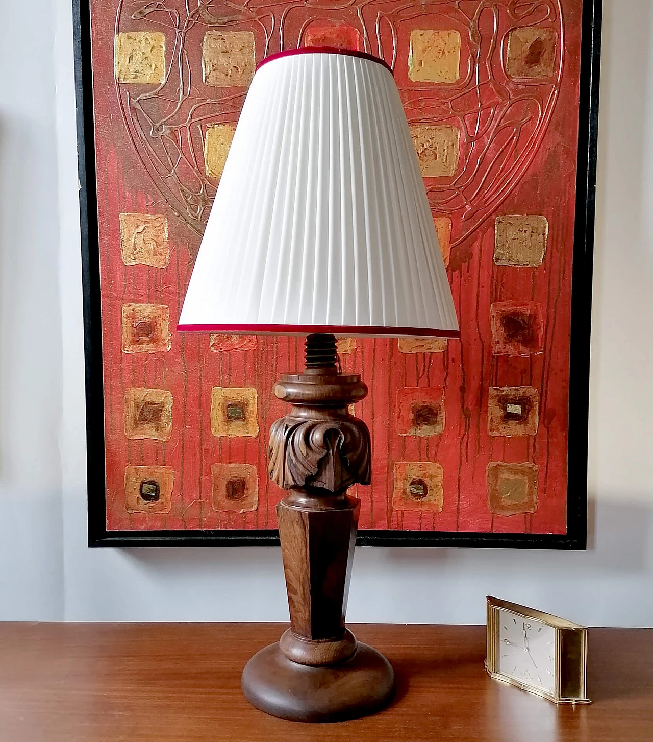 Table lamp with walnut piano leg base, 2000s 1240384