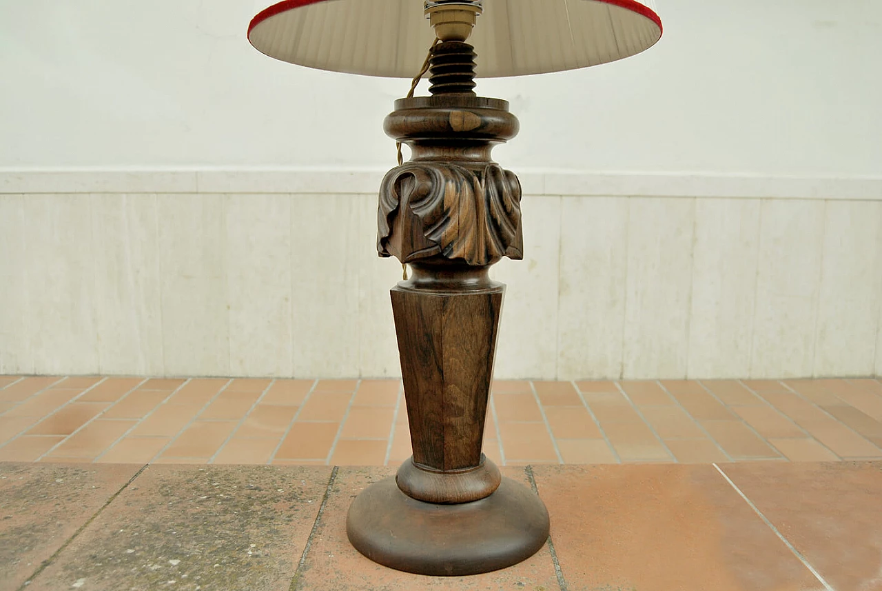 Table lamp with walnut piano leg base, 2000s 1240386