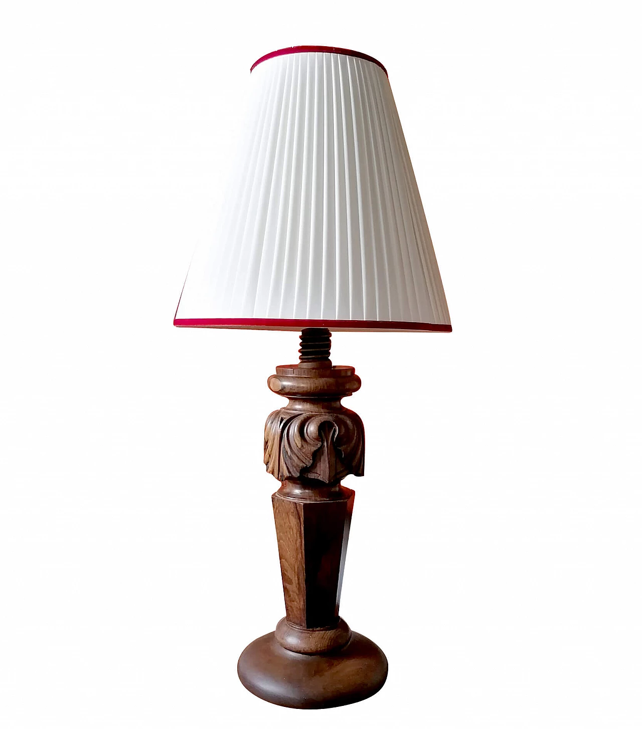 Table lamp with walnut piano leg base, 2000s 1240501