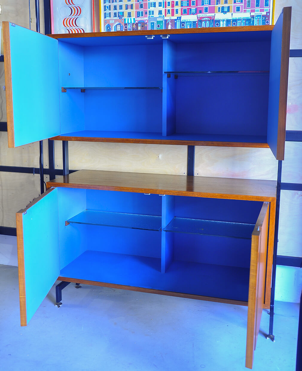 Credenza Alta con antine Polka 02 Blu in legno By SKANDICA