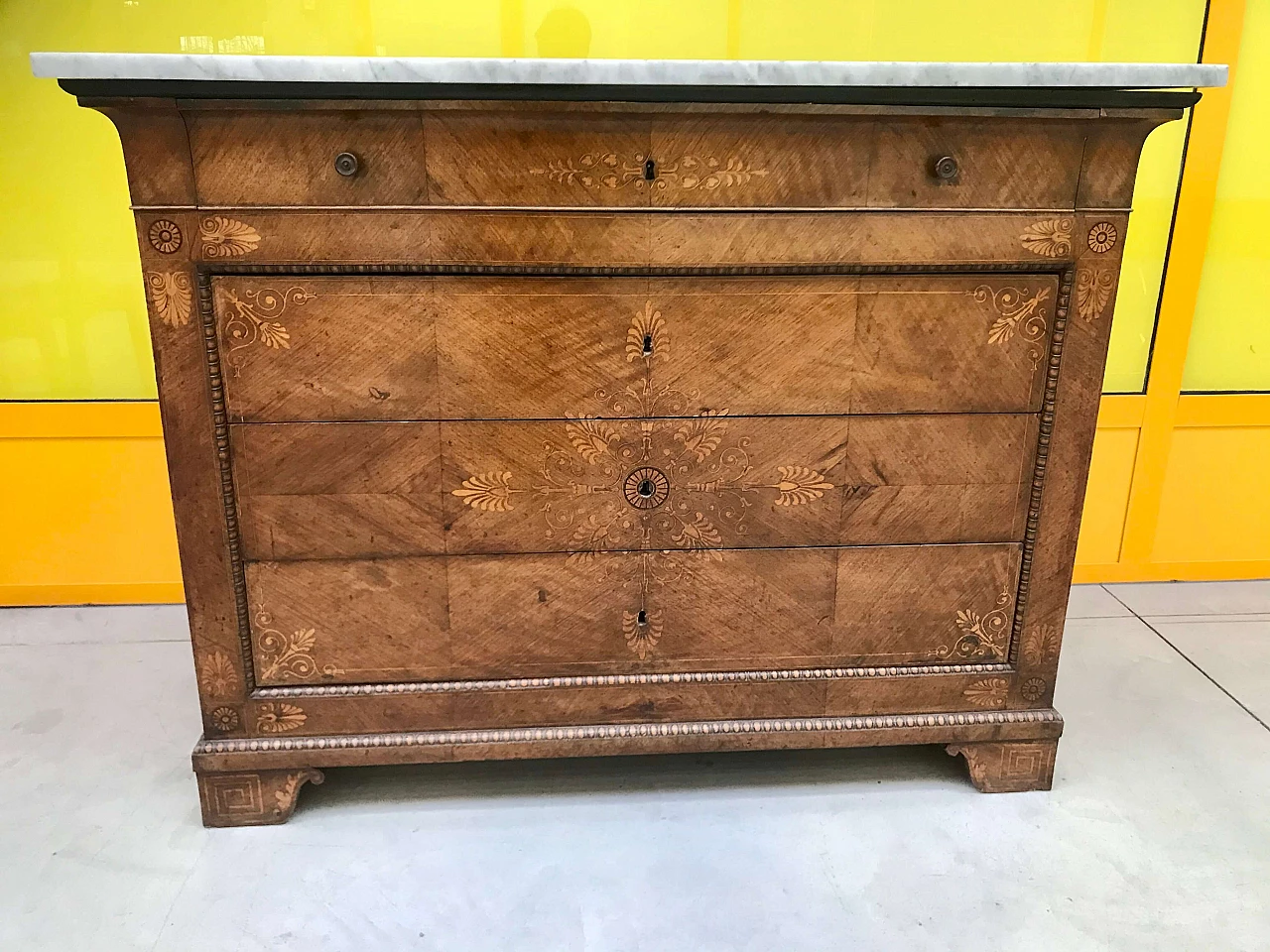 Charles X dresser inlaid and slab walnut, early 19th century 1242440