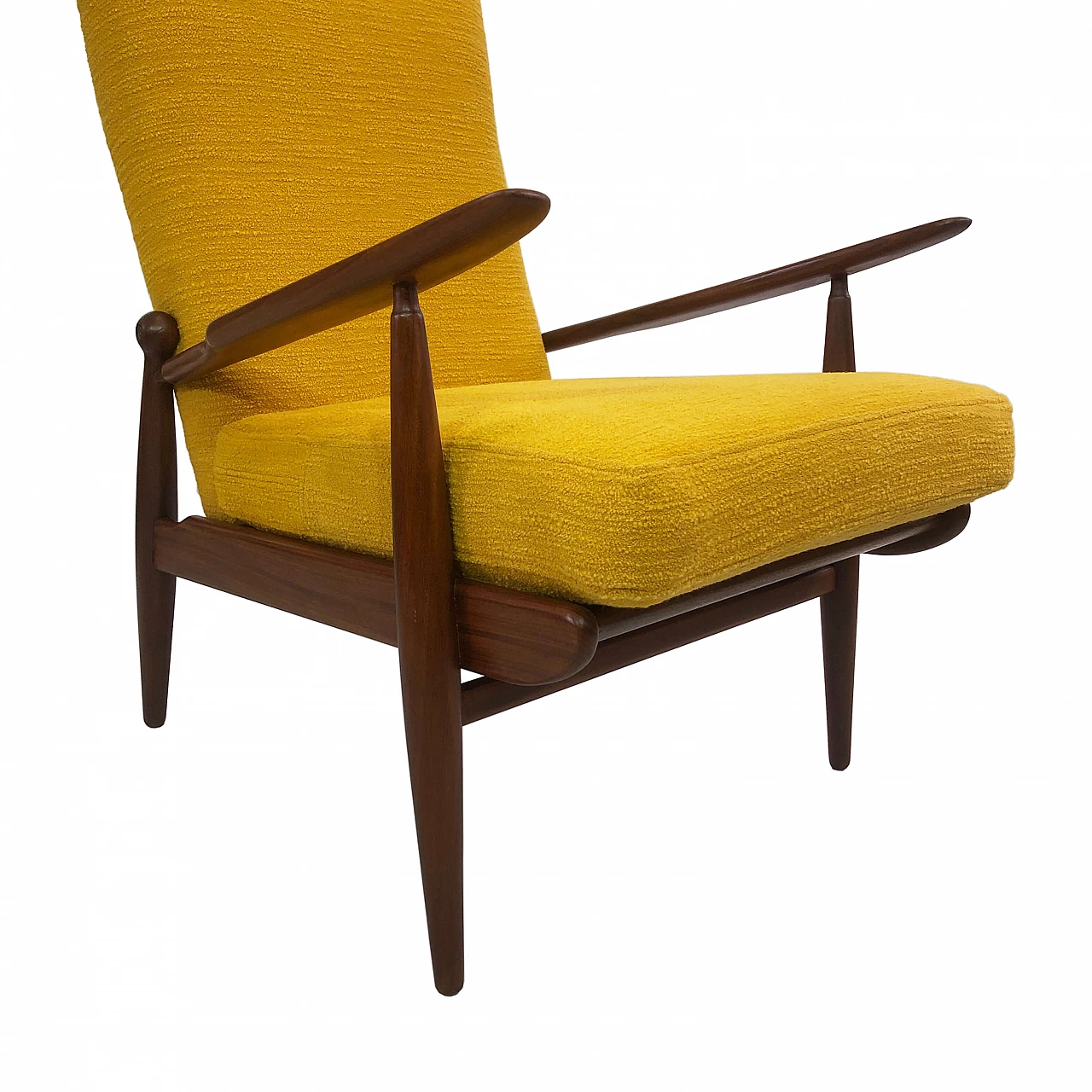 Scandart walnut and bouclé wool armchair, 60s 1245246