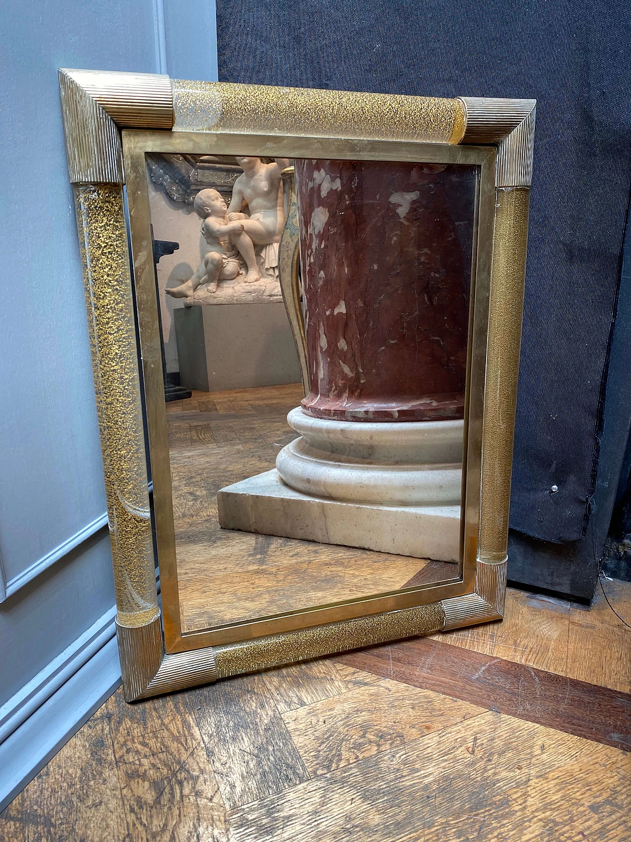 Specchio da parete in vetro e ottone di Barovier & Toso, anni ‘40 1248432
