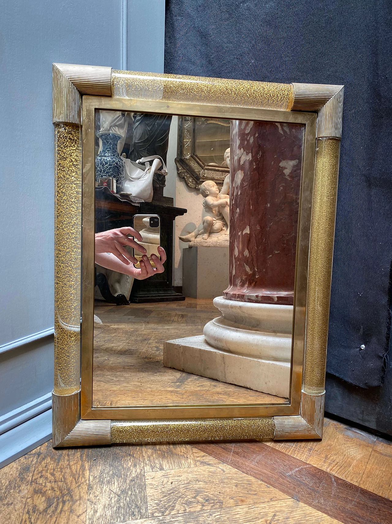 Specchio da parete in vetro e ottone di Barovier & Toso, anni ‘40 1248434