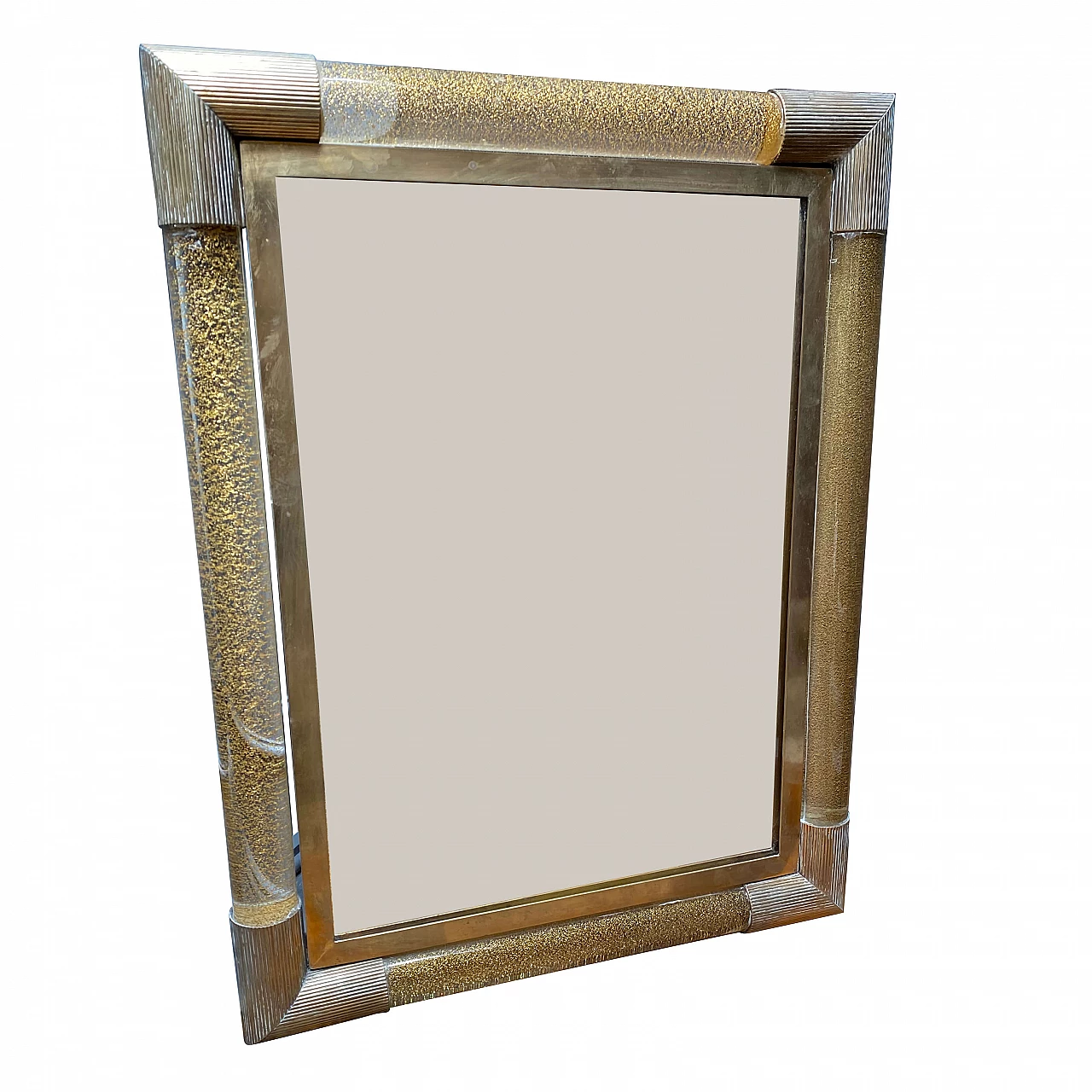 Specchio da parete in vetro e ottone di Barovier & Toso, anni ‘40 1248548