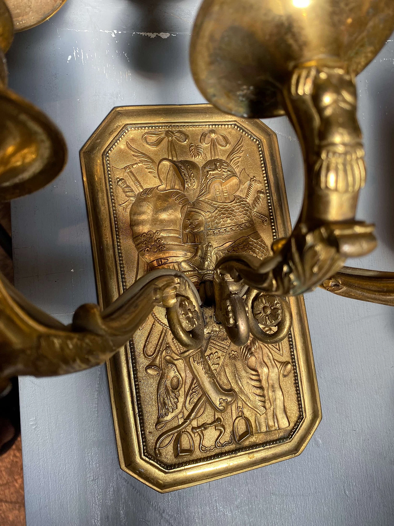 Coppia di applique francesi in bronzo dorato, fine '800 1248557