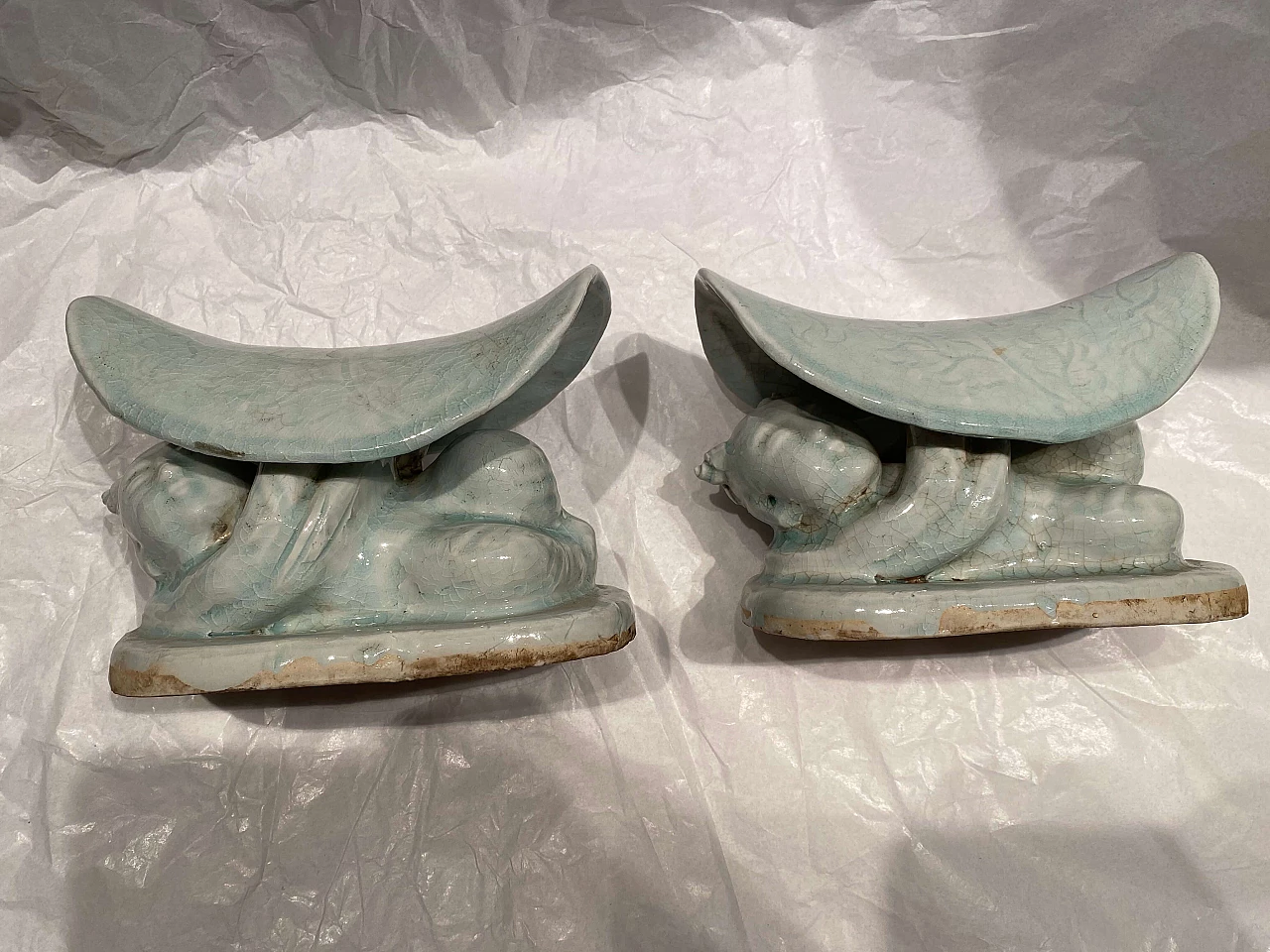 Coppia di poggiatesta Cinesi in ceramica 1249059