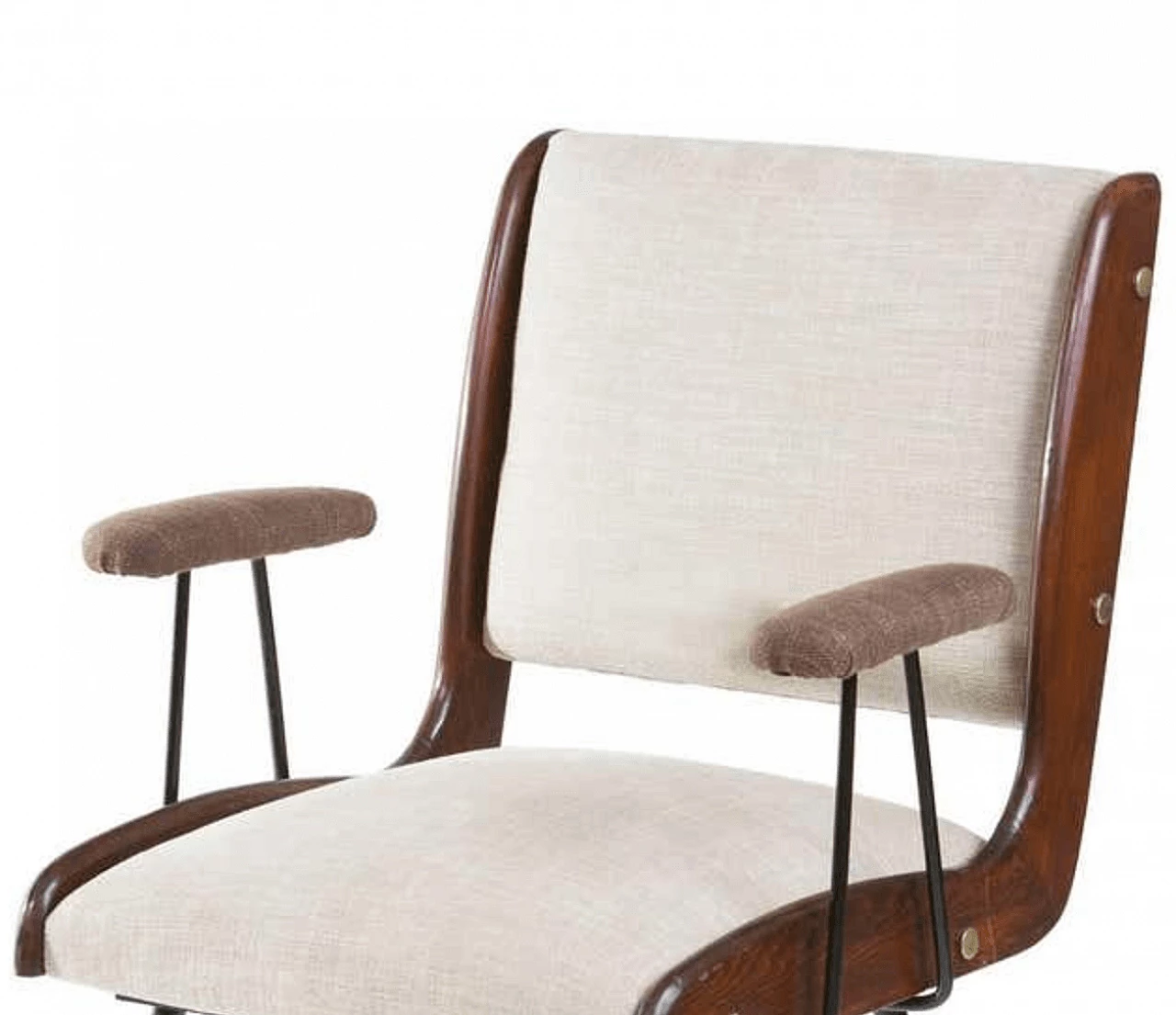 Pair of chairs in wood with cotton covering, 40s 1249335