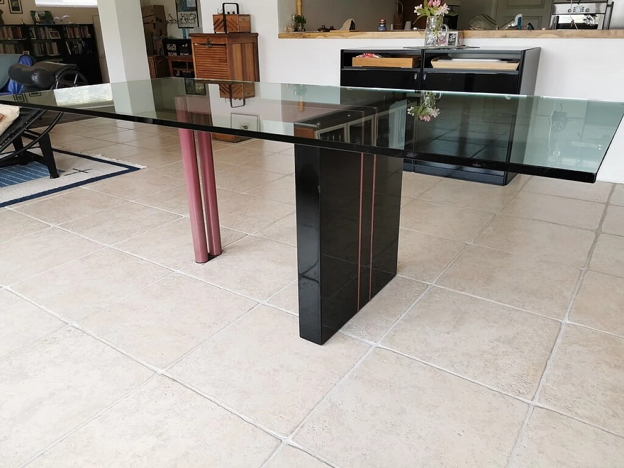 Irwin glass dining table by Franco Passarello for Saporiti Italia, 1980s 1251471