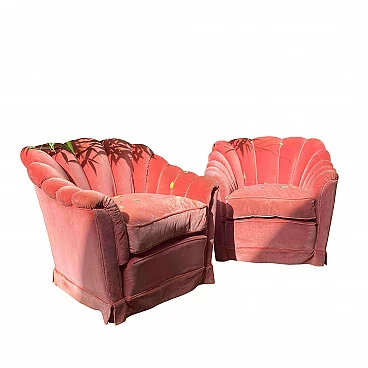 Pair of shell armchairs, 1940s