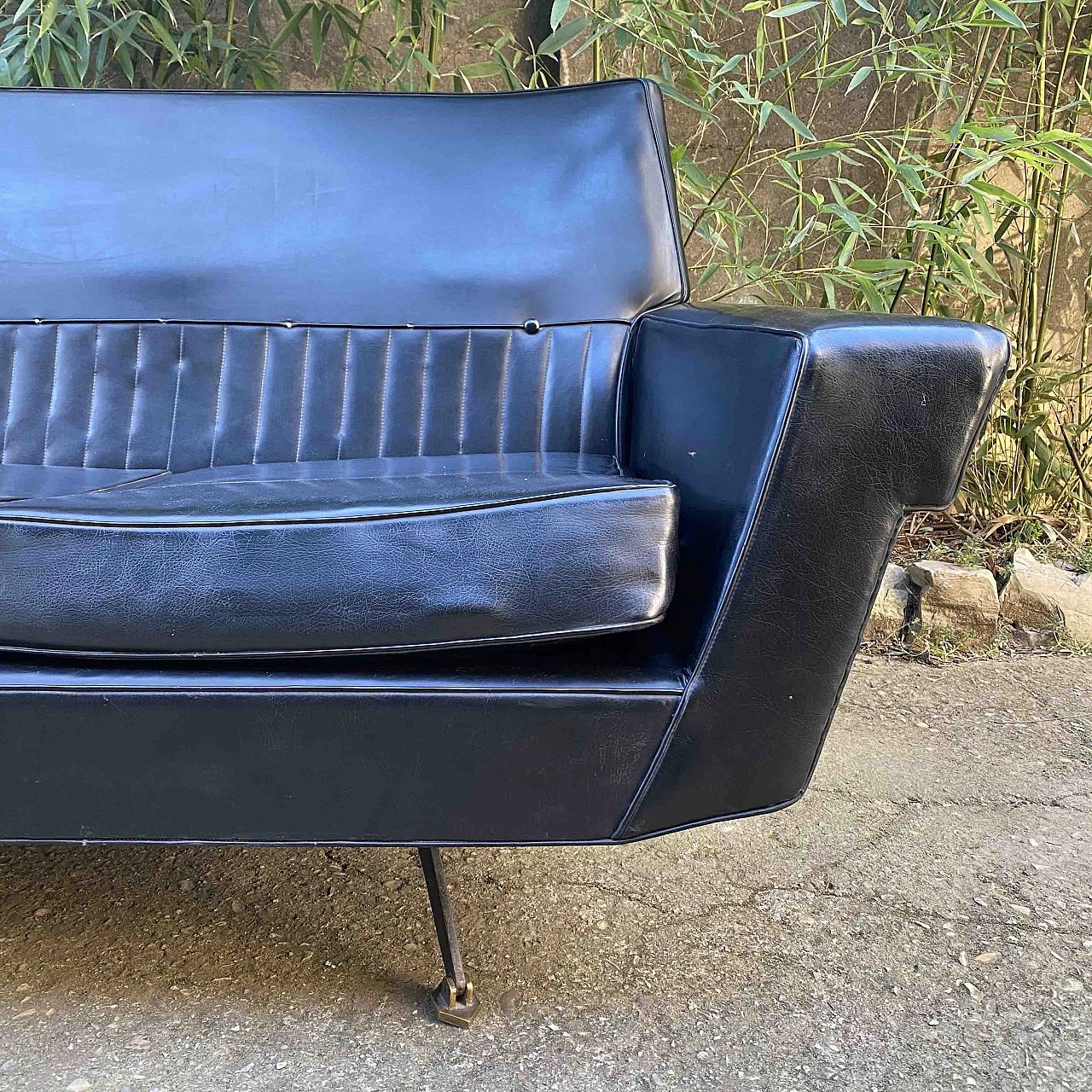 Black leatherette sofa, 1950s 1252287