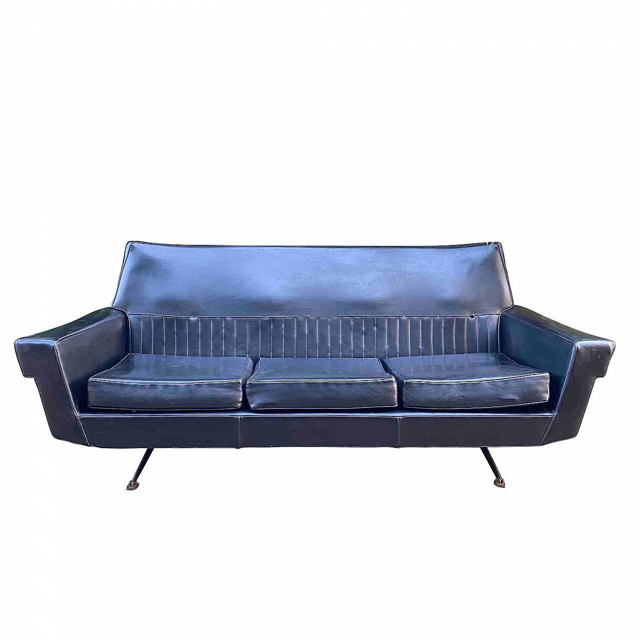 Black leatherette sofa, 1950s 1252675