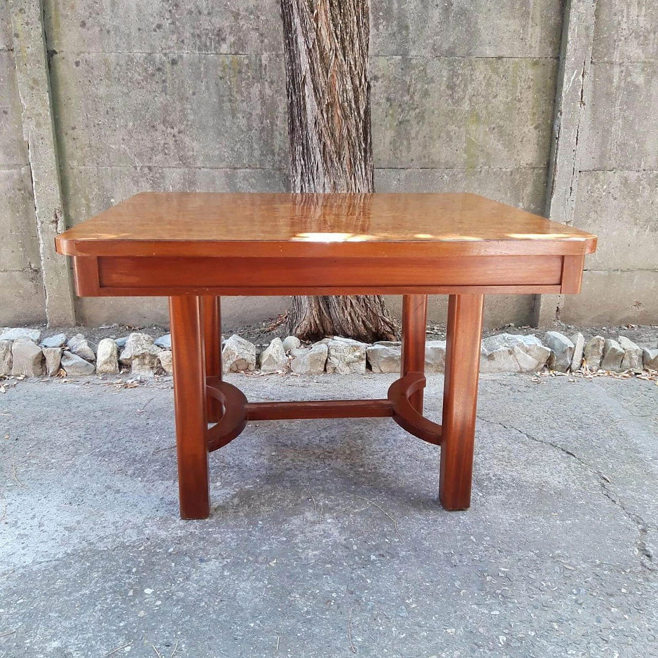 Rectangular table in wood and briarwood, 1920s 1252903