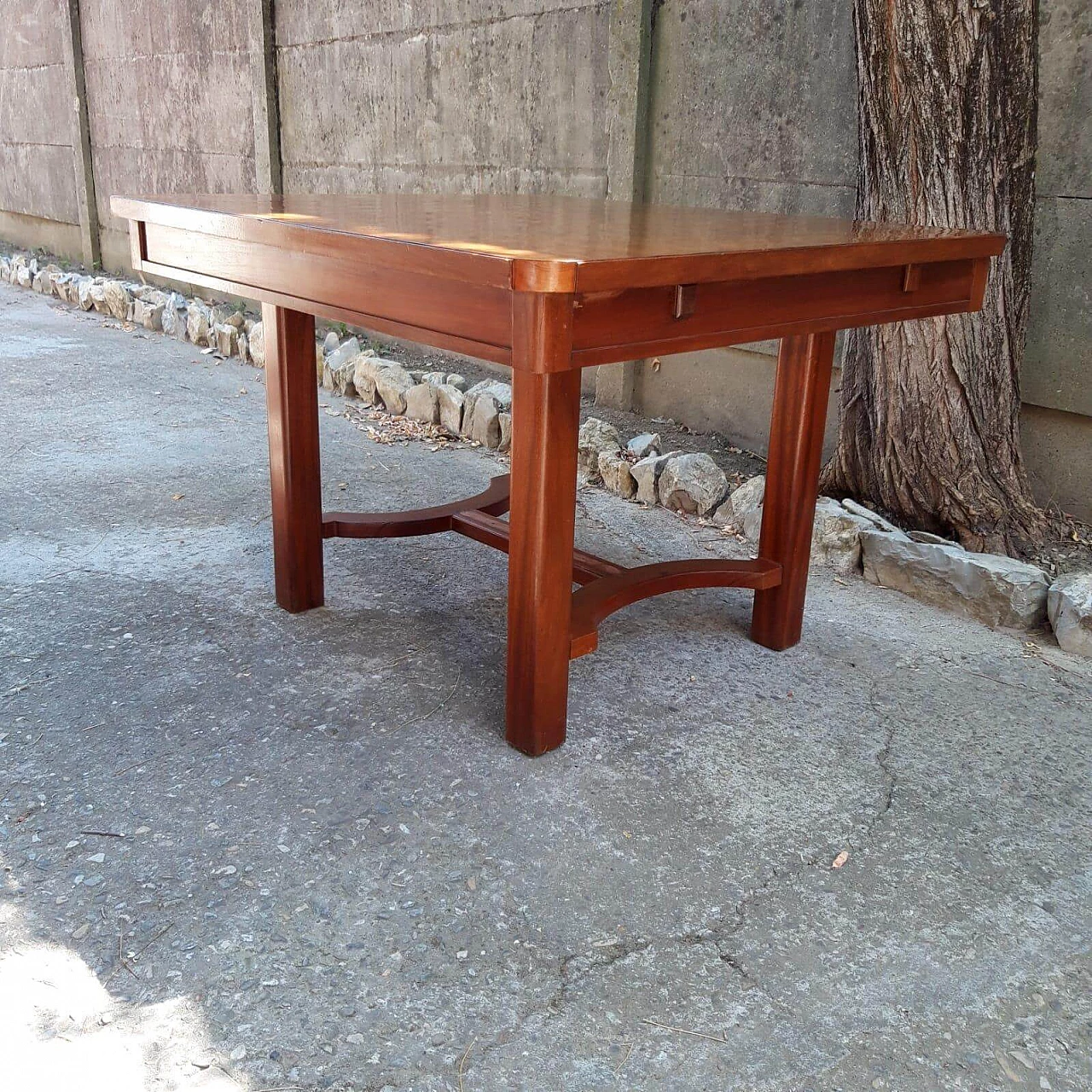 Rectangular table in wood and briarwood, 1920s 1252906