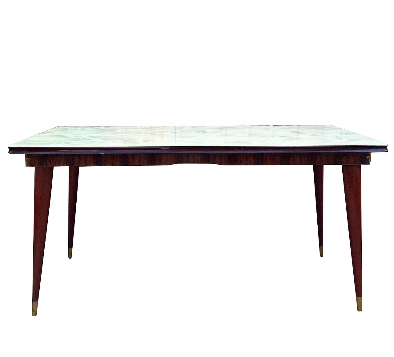 Wooden table with brass feet, 1950s 1252997