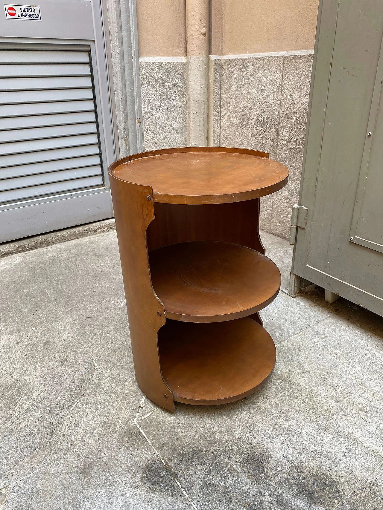 Bedside table with casters in wood Space Age, 60s 1253665