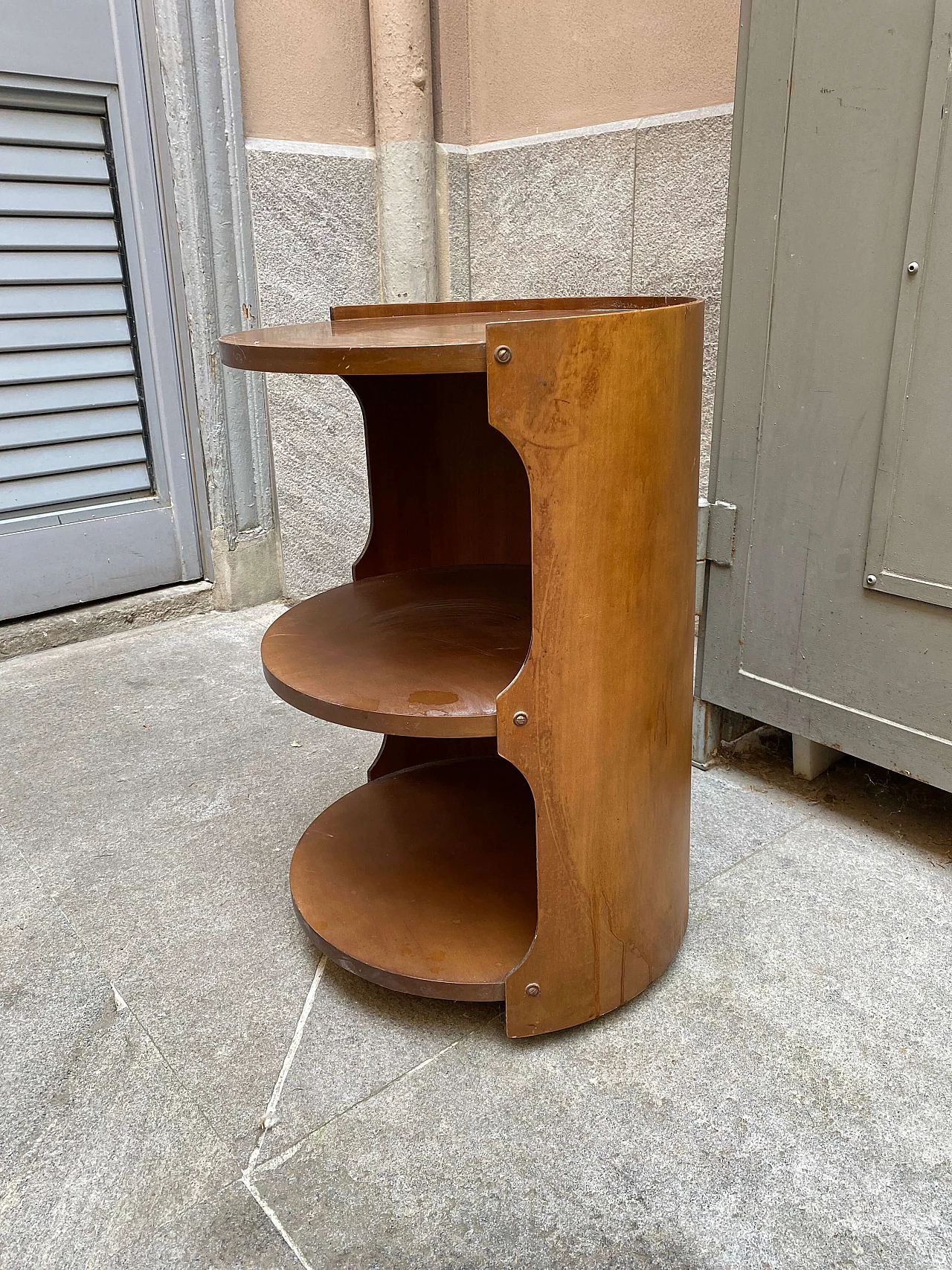 Bedside table with casters in wood Space Age, 60s 1253666