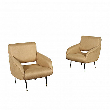 Pair of armchairs in leatherette, 50s