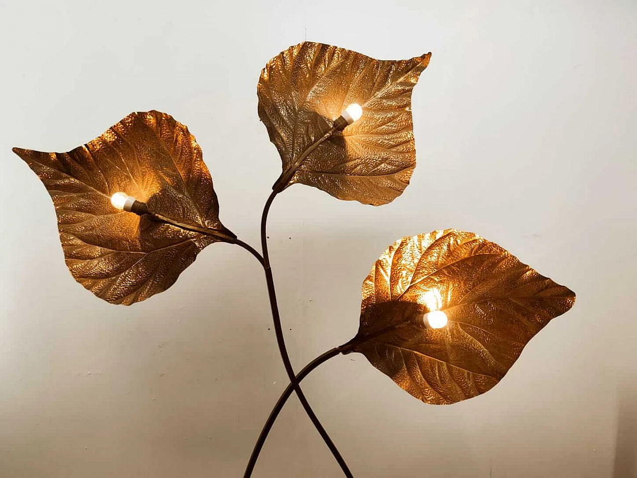 Rhubarb three leaves floor lamp by Tommaso Barbi, 1960s 1259374