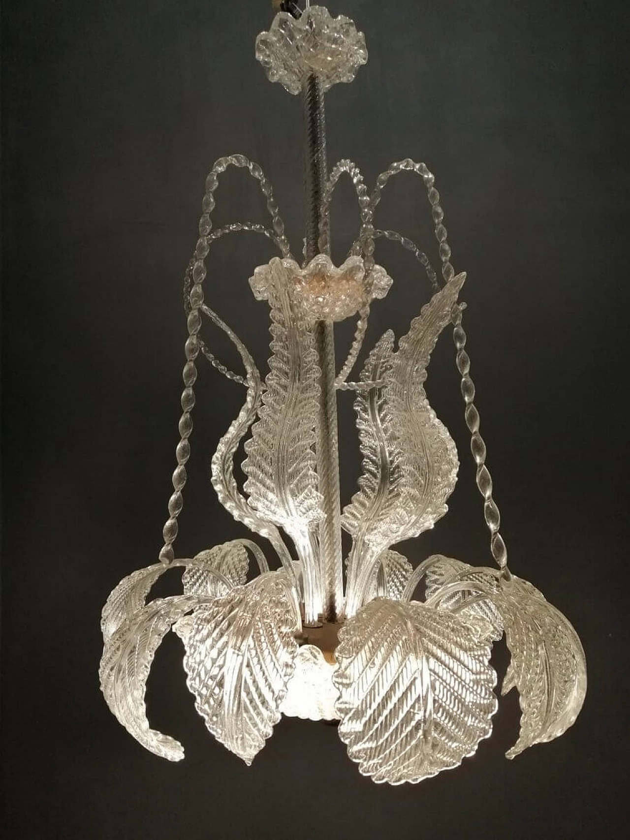 Art Deco Murano glass chandelier by Ercole Barovier, 1940s 1260749