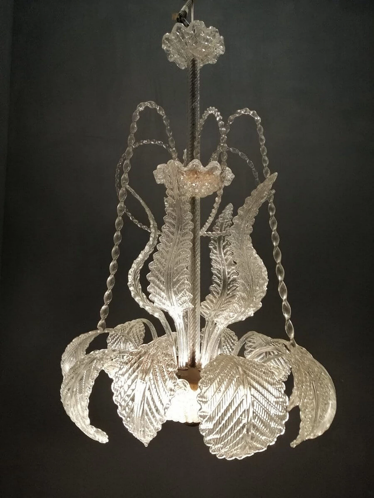 Art Deco Murano glass chandelier by Ercole Barovier, 1940s 1260753