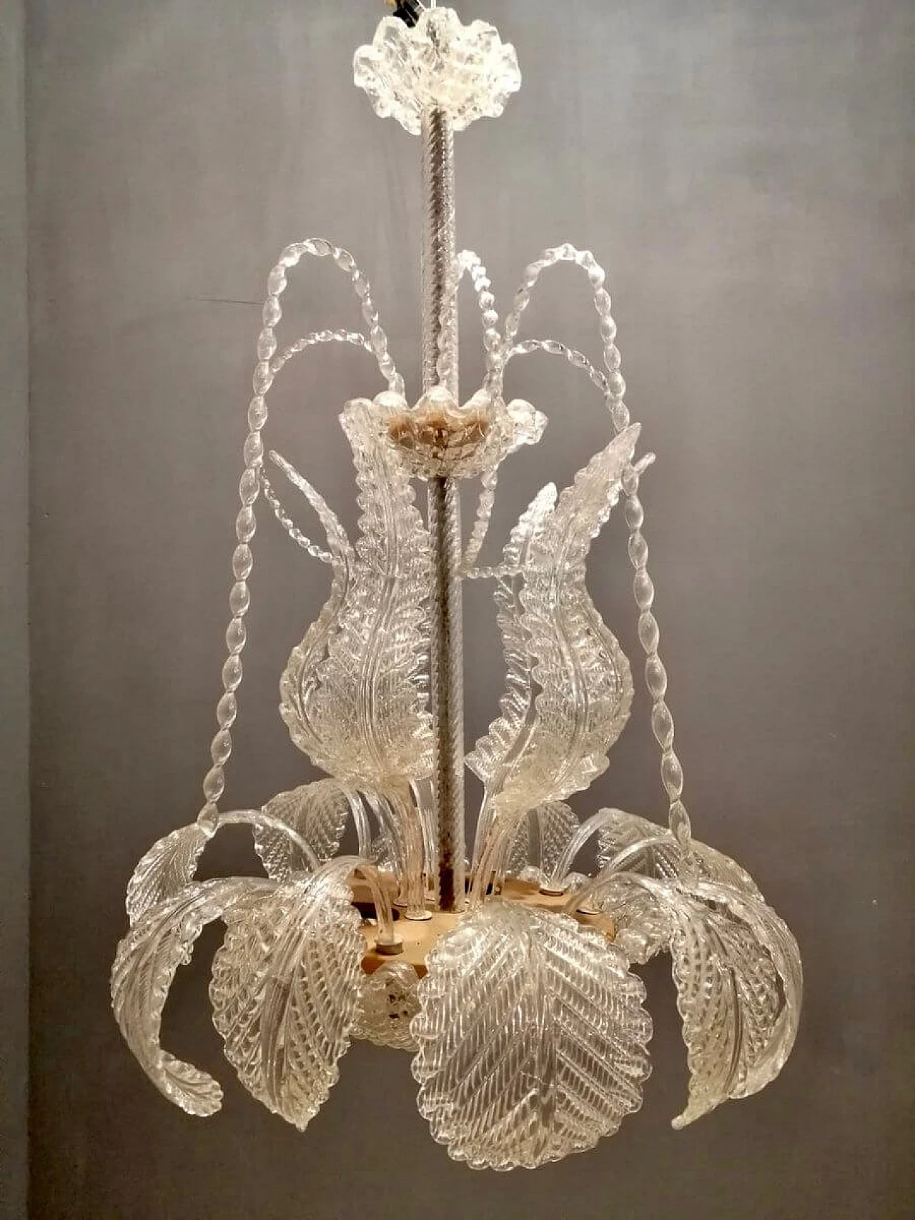 Art Deco Murano glass chandelier by Ercole Barovier, 1940s 1260757