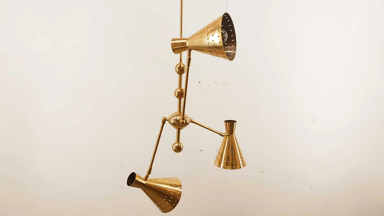 Sputnik adjustable brass chandelier, 60s 1261665