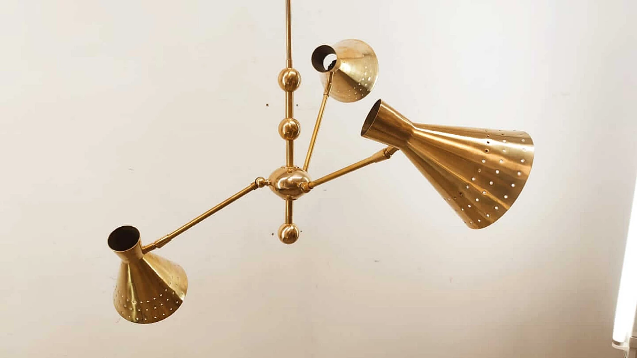 Sputnik adjustable brass chandelier, 60s 1261666