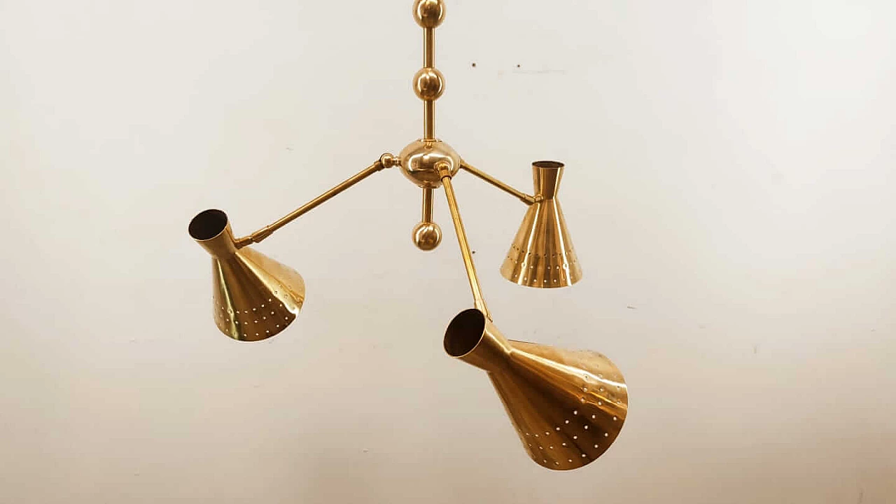 Sputnik adjustable brass chandelier, 60s 1261667