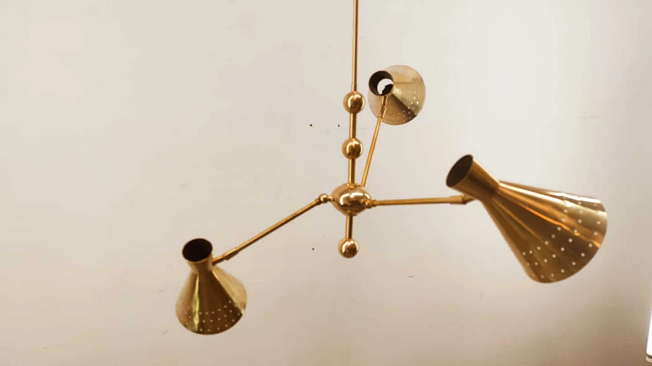 Sputnik adjustable brass chandelier, 60s 1261668