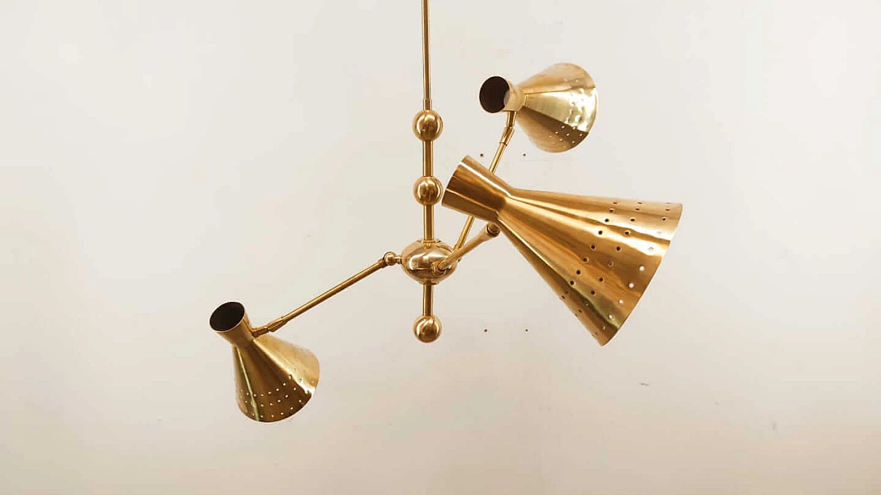 Sputnik adjustable brass chandelier, 60s 1261670