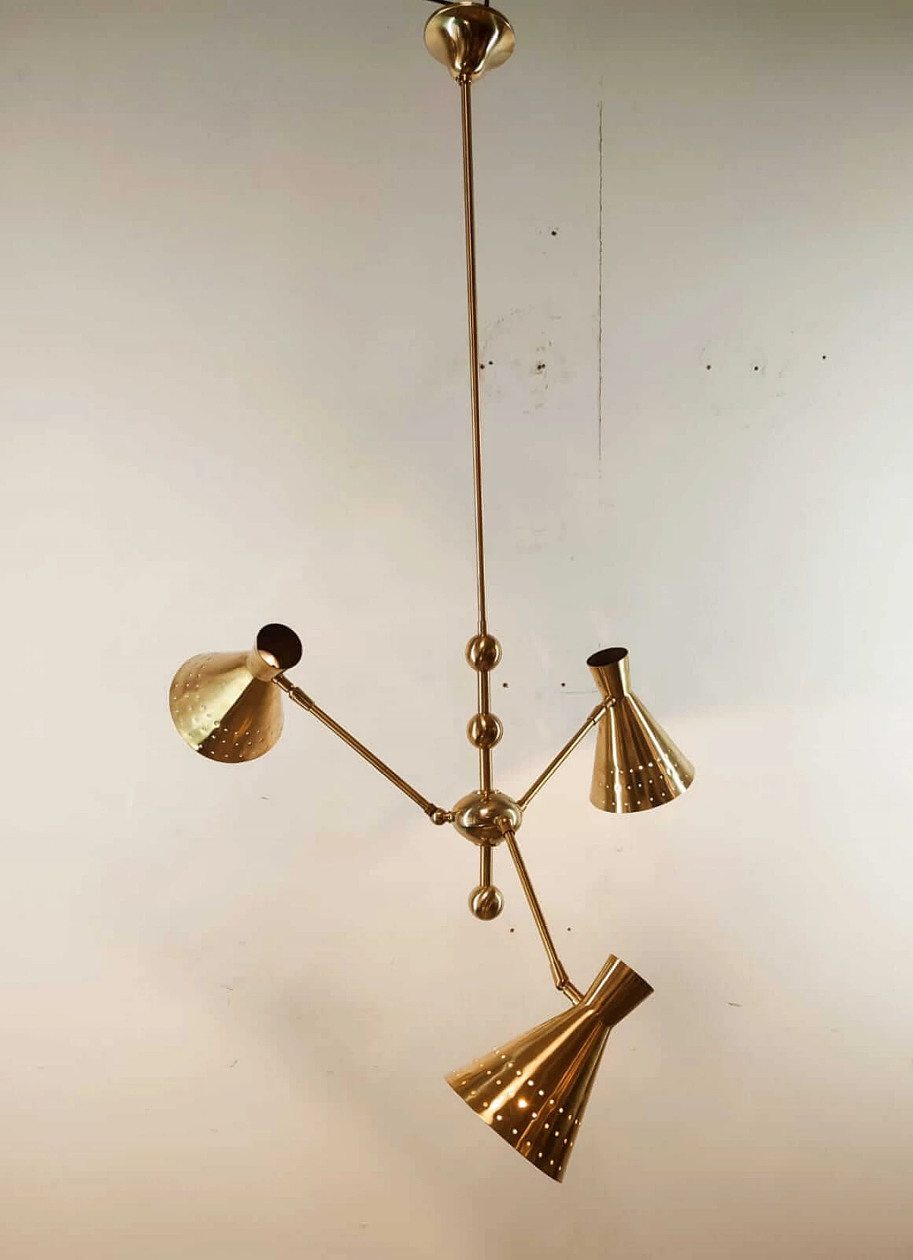 Sputnik adjustable brass chandelier, 60s 1261671