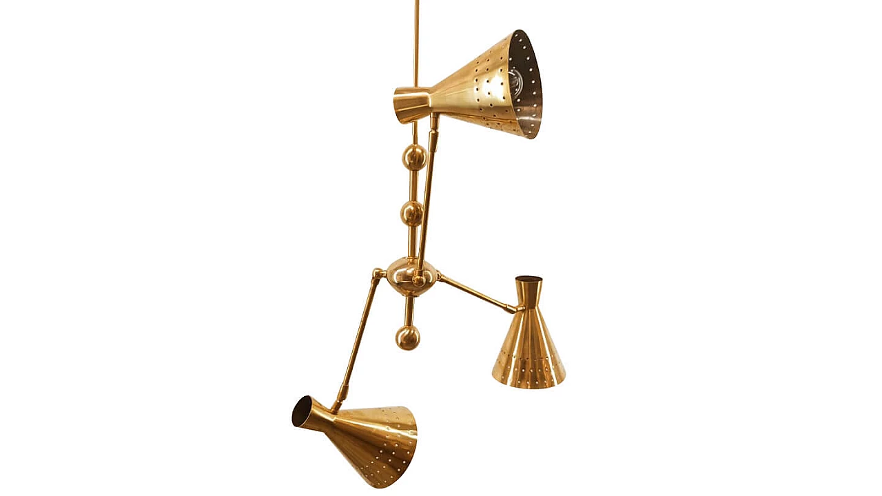 Sputnik adjustable brass chandelier, 60s 1261696