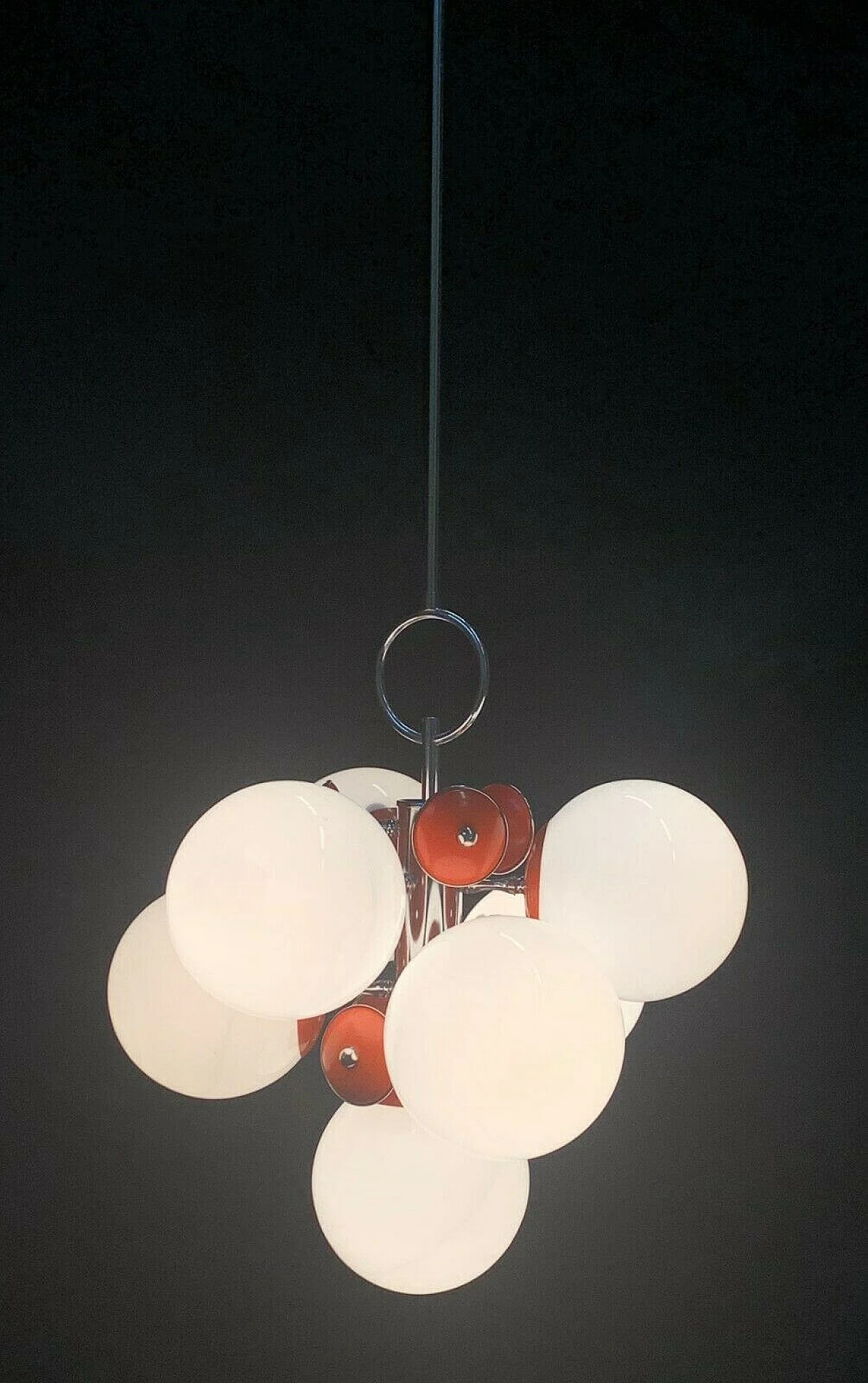 Glass and metal chandelier attributed to Stilnovo, 1950s 1261785