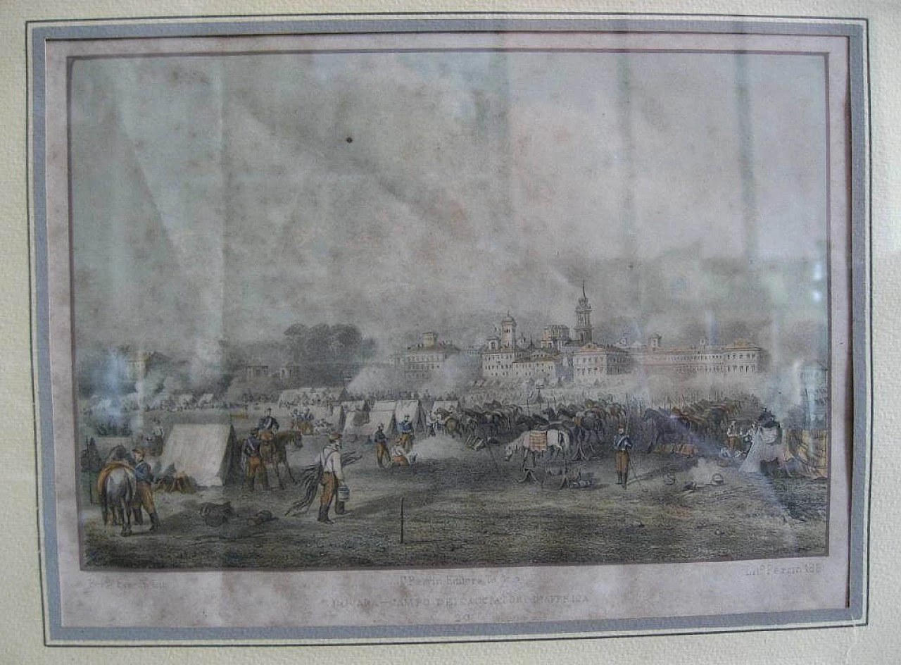 Camp of the Cacciatori d'Africa, lithograph, Novara, 19th century 1263474