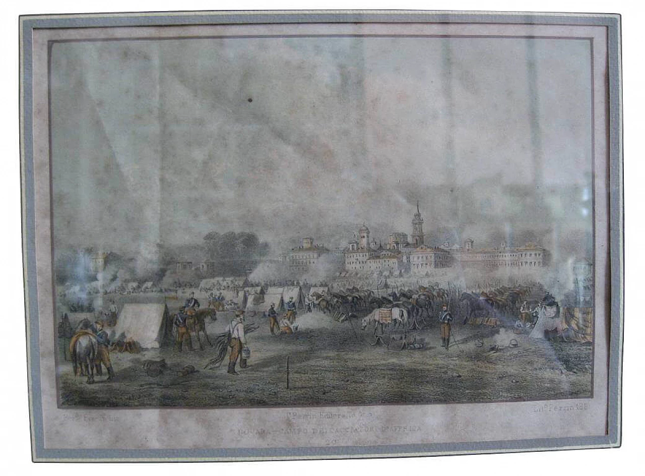 Camp of the Cacciatori d'Africa, lithograph, Novara, 19th century 1263486